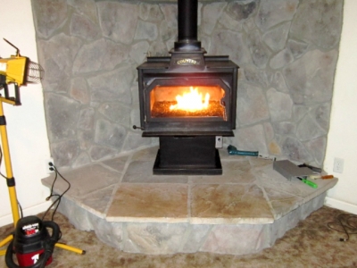 propane pot belly conversion to fireglass fireplace