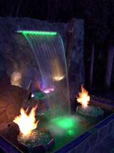 Water fall with color changing fiber optics