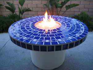 Fire Table with center firepit fireglass
