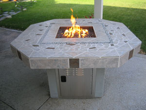 tile top fire table with fireglass