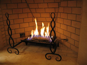 custom fireplace designs using fire glass rocks