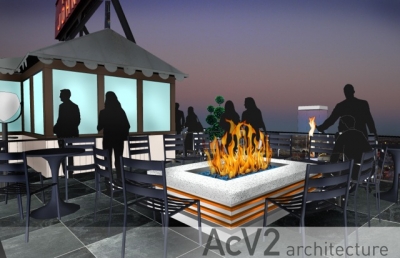Custom roof top fire pits fireplaces and vortex fires