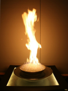 custom metal water fire feature with fireglass