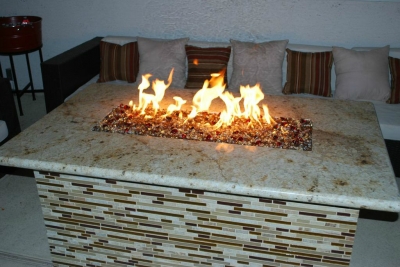 clean burning Propane fireglass fire pit