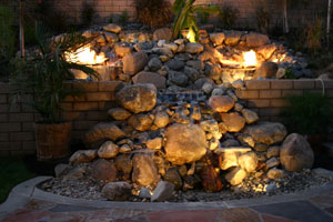 outdoor custom fire and water waterfall fountain 7
