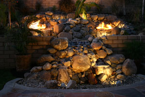 outdoor custom fire and water waterfall fountain 23