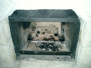 log fireplace
