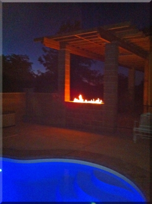 poolside outdoor fire pit